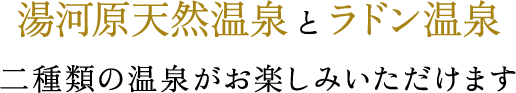 湯河原天然温泉とラドン温泉 二種類の温泉がお楽しみいただけます